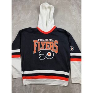 Vintage Hockey Philadelphia Flyers Hoodie Mens XL Black Orange NHL Jersey Style